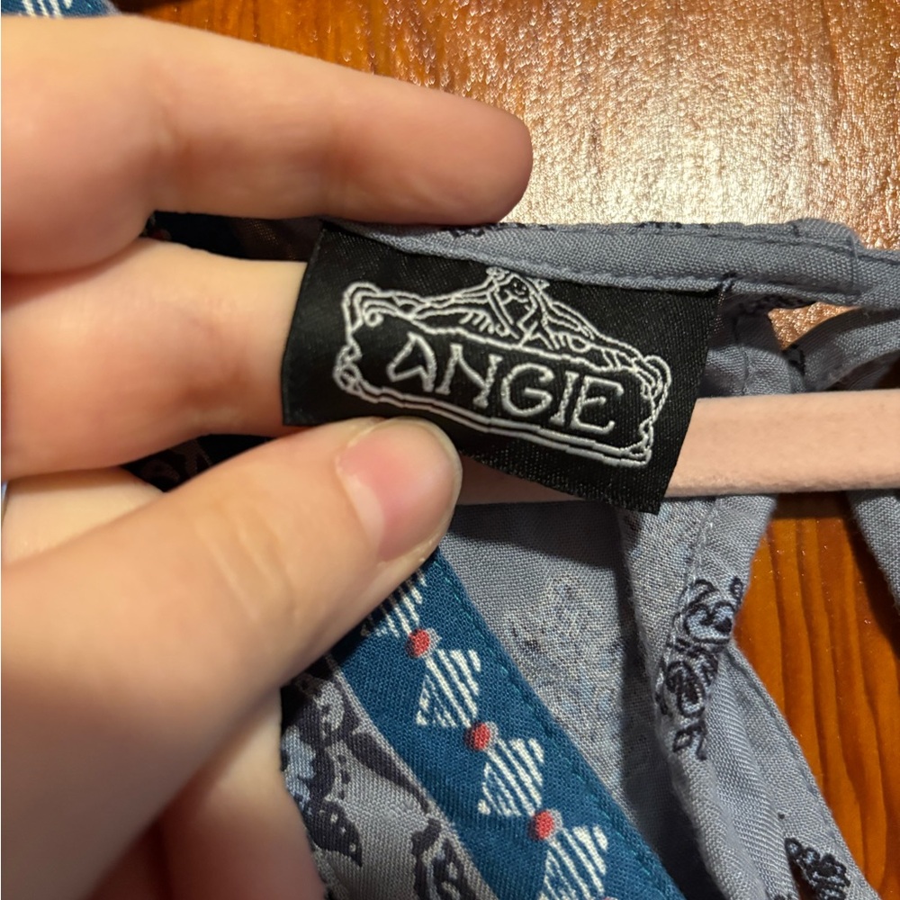 ANGIE Blue and Black Bohemian Flowy Romper Womens Size Large - Picture 6 of 9